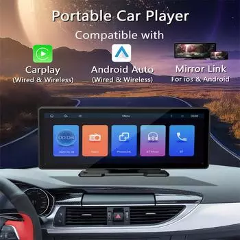 Универсальный 9,3-дюймовый автомобильный монитор с сенсорным экраном, мультимедийный плеер для беспроводного CarPlay