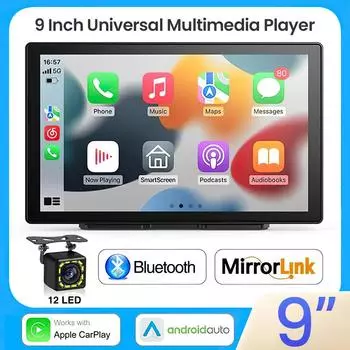 Универсальный 9-дюймовый автомобильный радиоприемник, мультимедийный видеоплеер, беспроводной CarPlay, Android Auto для VW Nissan Toyota, автомобильная аудиосистема, сенсорный экран