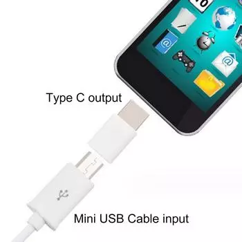 Универсальный адаптер Mini USB Female to Type-C Male Converter для планшетов, смартфонов, поддержка зарядки и передачи данных