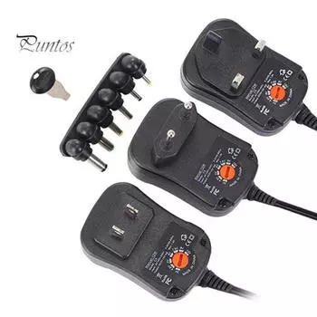 Универсальный адаптер переменного/постоянного тока с регулируемым напряжением 3–12 В, настенное зарядное устройство EU Plug