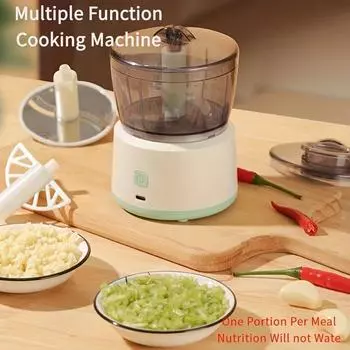 Универсальный электрический кухонный комбайн — беспроводной кухонный блендер, мясорубка и овощерезка с зарядкой через USB белый