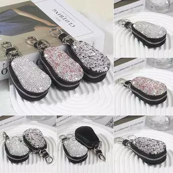 Универсальный алмазный автомобильный держатель для ключей, чехол для хранения, роскошные хрустальные брелки, чехол для ключей, сумка-кошелек для BMW, брелок для ключей Lada Benz белый