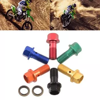 Универсальный алюминиевый болт M10x1,25 мм для тормозной магистрали турбины, банджо-болт с шайбами, одинарный банджо-болт, длина 32 мм золотой