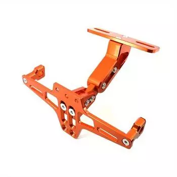 Универсальный алюминиевый держатель заднего номерного знака мотоцикла с ЧПУ со светодиодной подсветкой оранжевый