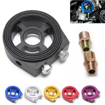 Универсальный алюминиевый охладитель масляного фильтра Адаптер сэндвич-панели Адаптер охладителя 14X11X4CM синий