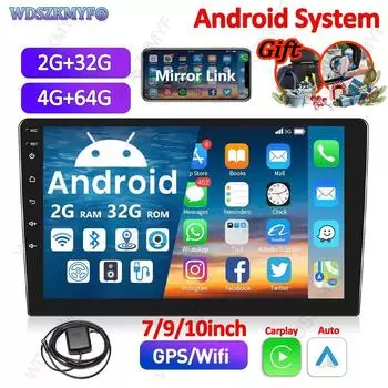 Универсальный Android 13 2Din мультимедийный проигрыватель 7/9/10 дюймов GPS WIFI беспроводной CarPlay Android Auto Car Radio стерео приемник плеер