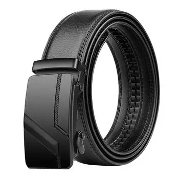 Универсальный автоматический ремень с пряжкой для мужчин, пояс из искусственной кожи с металлической пряжкой, модный деловой повседневный ремень с украшением на талию 110cm