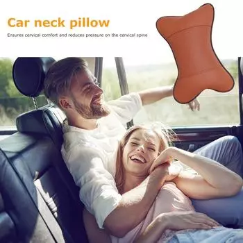 Универсальный автомобильный эластичный подголовник, автомобильное сиденье, подушка для поддержки шеи (коричневый)