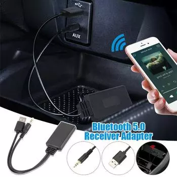 Универсальный автомобильный Bluetooth 5.0 приемник адаптер USB+3,5 мм разъем стерео аудио для автомобиля AUX динамик автомобильный музыкальный аудио приемник адаптер чёрный