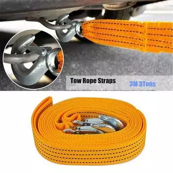 Универсальный автомобильный буксирный ремень 3М для тяжелых условий эксплуатации, буксирный трос для прицепа, высокая прочность с предохранительными крюками None
