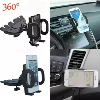 Универсальный автомобильный держатель для мобильного телефона с гнездом для компакт-дисков, GPS-навигатором, подставкой, держателем для приборной панели чёрный