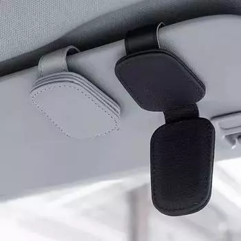 Универсальный автомобильный держатель для очков из искусственной кожи с магнитным креплением для солнцезащитных очков для чтения светло-серый