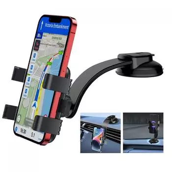 Универсальный автомобильный держатель для телефона на приборную панель и лобовое стекло, настольная подставка с присоской и гибким кронштейном