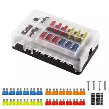 Универсальный автомобильный держатель предохранителя на 12 позиций разноцветный