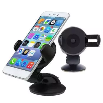 Универсальный автомобильный держатель телефона для лобового стекла, приборная панель, мобильная стойка с поворотом на 360 градусов, защитная ручка, регулируемый кронштейн для оптимального просмотра чёрный