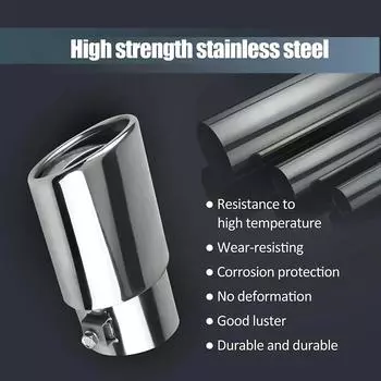 Универсальный автомобильный глушитель, наконечник, труба из нержавеющей стали, хромированная отделка, модифицированная задняя часть автомобиля, вкладыш в горло, аксессуары Black straight