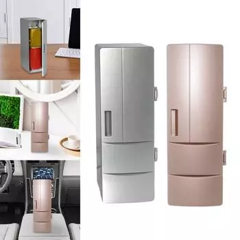 Универсальный автомобильный холодильник USB мини-холодильник портативные охладители и подогреватели для путешествий общежития вождения еды напитков серебряный