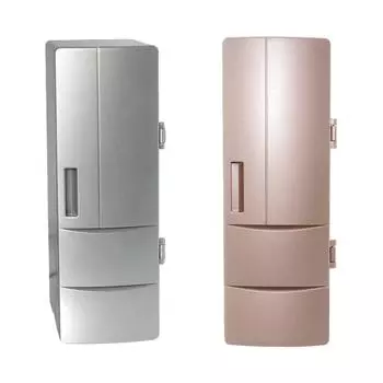 Универсальный автомобильный холодильник, высокопроизводительный компактный персональный холодильник с USB-портом, мини-холодильник для путешествий, пикника, еды, напитков серебряный