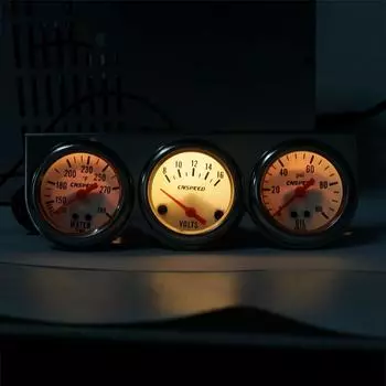 Универсальный автомобильный хромированный датчик температуры воды, датчик давления масла, тройной набор из 3 датчиков, комплект датчиков