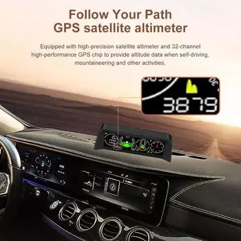 Универсальный автомобильный HUD инклинометр Head Up Display GPS спидометр MPH компас цифровой измеритель угла наклона высотомер для транспортных средств чёрный
