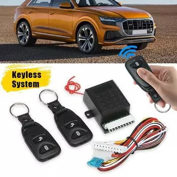 Универсальный автомобильный комплект дистанционного центрального управления 12 В, система бесключевого доступа в автомобиль с 2 пультами дистанционного управления 433,92 МГц чёрный