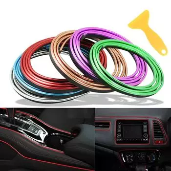 Универсальный автомобильный молдинг, украшение, гибкие полоски, 5 м, интерьерные автомобильные молдинги, накладка на крышку автомобиля, отделка приборной панели, край двери, автомобильный Стайлинг красный