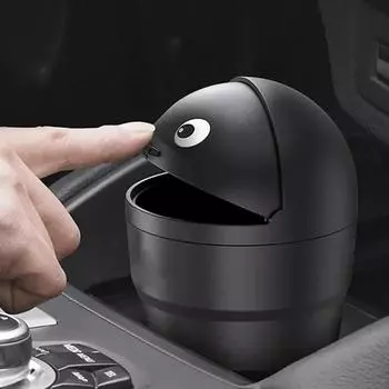 Универсальный автомобильный мусорный бак, автоорганайзер, ящик для хранения с поворотной крышкой, милый мини-автомобильный герметичный мусорный бак для автомобиля чёрный