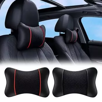 Универсальный автомобильный подголовник для сиденья, двухсторонняя подушка из искусственной кожи для шеи, подушка с эффектом памяти, защитная подушка для головы, автомобильные аксессуары для путешествий чёрный