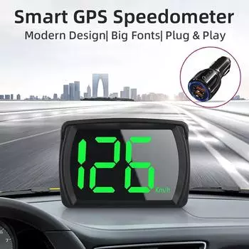 Универсальный автомобильный проекционный дисплей GPS Миль/ч Км/ч HUD Цифровой спидометр Проекционный дисплей Крупный шрифт Скорость Реальное время Счетчик км/ч Все автомобили
