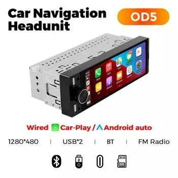 Универсальный автомобильный радиоприемник 1DIN MP5 с диагональю 6,86 дюйма, поддержка беспроводной связи Carplay, Android AUTO AUX, USB, SWC BT, сенсорный экран, мультимедийный видеоплеер