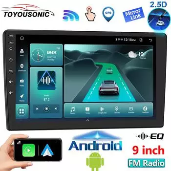 Универсальный автомобильный радиоприемник 2 Din Wireless Carplay Android Auto 9-дюймовый GPS-навигатор Мультимедийный проигрыватель Wi-Fi FM BT Car Stere 4-core 1GB+32GB