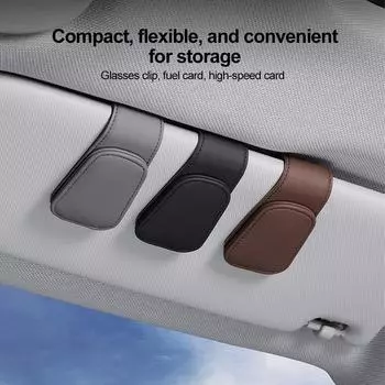 Универсальный автомобильный солнцезащитный козырек, держатель для очков, магнитный держатель для очков из искусственной кожи, многофункциональное хранилище, аксессуары для салона автомобиля чёрный