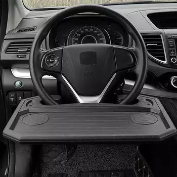 Универсальный автомобильный столик на руль, тележка для еды, работы, напитков, кофе, подставка для подноса, автомобильный компьютерный стол, подставка для сиденья серый