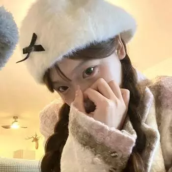 Универсальный бант из меха кролика, берет с завязкой вперед, белый, женский, зимний, интернет-знаменитость, новый, милый и симпатичный
