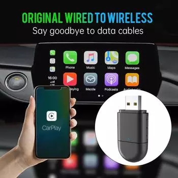 Универсальный беспроводной адаптер Carplay Carplay Android Auto 2in1 USB&Type-C Двойной разъем Carplay Box Plug And Play Автомобильные аксессуары чёрный