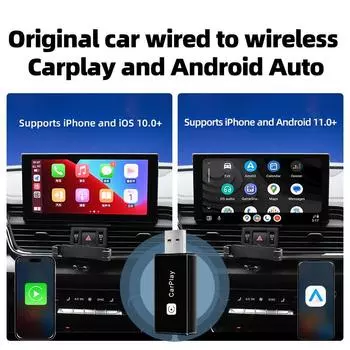 Универсальный беспроводной CarPlay Android Auto Smart Mini Box 2 в 1 с функцией Plug And Play, беспроводной адаптер WiFi Fast Connect, автомобильные аксессуары чёрный