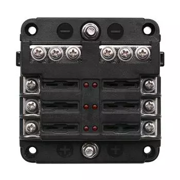 Универсальный блок предохранителей на 6 мест, держатель, светодиодный индикатор, 12 В 32 В, автомобильный, морской, водонепроницаемый