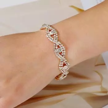 Универсальный браслет Temperament, модный и креативный полый браслет, резной персонализированный бриллиантовый браслет. серебряный