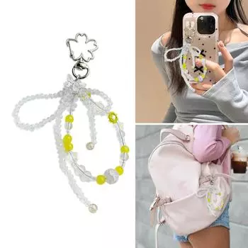 Универсальный брелок-подвеска в виде звезды, изящный бисерный хрустальный брелок, элегантный брелок-звезда в виде банта для повседневного использования синий