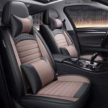 Универсальный чехол для 5-местного автомобильного сиденья из кожи и льна для CHRYSLER 300C 200 Pacifica Автомобильные аксессуары Детали интерьера