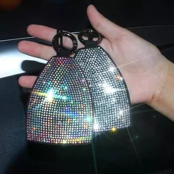 Универсальный чехол для автомобильного ключа с бриллиантами, автомобильные аксессуары для девочек, роскошные хрустальные брелки, чехол для ключей, сумка-кошелек для BMW, Lada Benz белый
