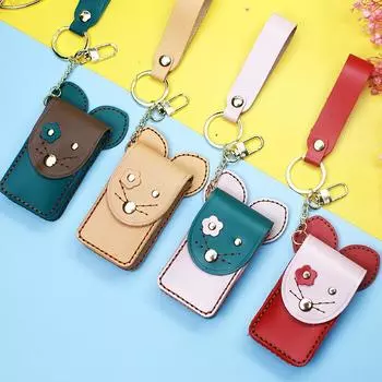 Универсальный чехол для автомобильного ключа ручной работы, верхний слой из коровьей кожи, мультяшный дизайн для девочек зелёный