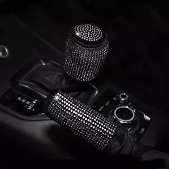 Универсальный чехол для автомобильного ручного тормоза Hot Diamond Car Hand brake Grip Cover Противоскользящее кольцо для автоматического переключения передач Diamond Interior Accessories чёрный
