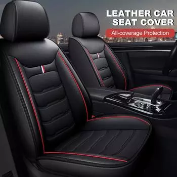 Универсальный чехол для автомобильного сиденья из искусственной кожи, чехол для переднего сиденья, чехол для заднего сиденья, всесезонный, легко устанавливаемый, защита сиденья для внедорожника чёрный