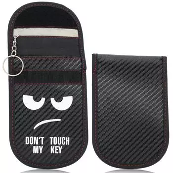 Универсальный чехол для блокировки сигналов ключей 14,5x9,5 см, RFID-блокировка, клетка Фарадея, чехол, мультяшная защита от кражи из углеродного волокна 14.5cm*9.5cm чёрный