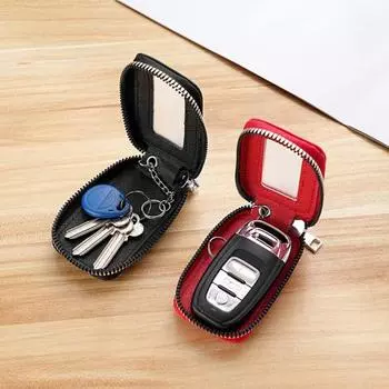 Универсальный чехол для брелока, сумка для хранения, устойчивая к царапинам, универсальный дизайн, застежка-молния, ключ ручной работы красный