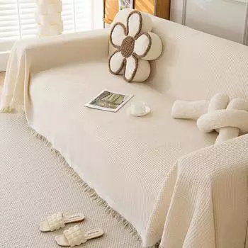 Универсальный чехол для дивана и плед для пикника в кремовом стиле 90x90