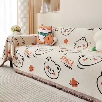 Универсальный чехол для дивана из синели Four Seasons с милым медведем, чехол для дивана с защитой от царапин, пыленепроницаемый универсальный чехол, одеяло, подушка 180*130cm