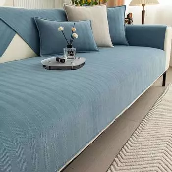 Универсальный чехол для дивана из синели Four Seasons, однотонный полосатый диванный коврик для гостиной, нескользящая L-образная подушка для дивана 70x70cm 1pc