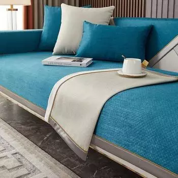 Универсальный чехол для дивана из синели Four Seasons, однотонный полосатый диванный коврик для гостиной, нескользящая L-образная подушка для дивана 70x70